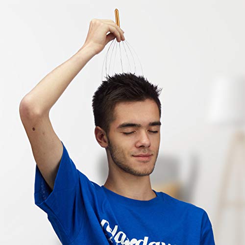 Relaxdays Masajeador - Cabeza Araña con 12 Patas, Metal, 24.5x10 cm, Dorado