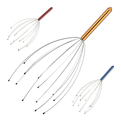 Relaxdays Masajeador - Cabeza Araña con 12 Patas, Metal, 24.5x10 cm, Dorado