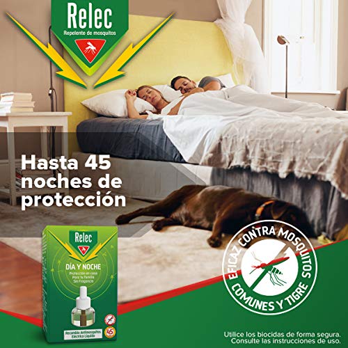 Relec Día y Noche - Recambio Antimosquitos Eléctrico Líquido - 45 noches de protección - Sin fragancia - 35 ml