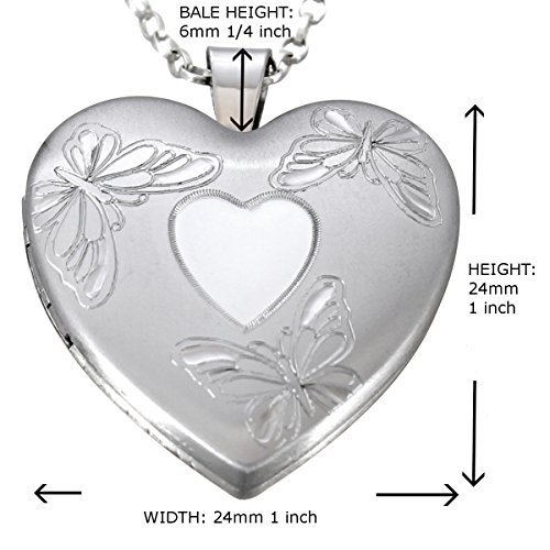 Relicario Familiar de Mariposa de Plata de Ley, con Cadena 18 pulgadas - Para 4 Fotos