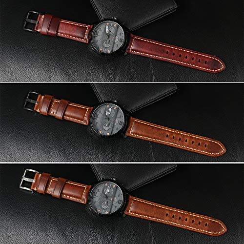 Reloj Correa Cuero Reloj para Hombre Band Repuesto Vintage Panerai Hebilla Acero Negro para Todo Tipo Deportivo Tradicional Accesorios 22mm Marrón