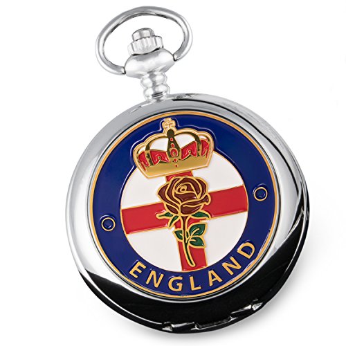 Reloj de bolsillo para hombre con esmalte de Inglaterra para boda, cumpleaños, Navidad, jubilación, día del padre, cualquier ocasión, regalo patriótico