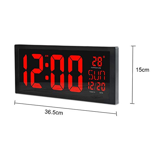 Reloj de pared LED de gran tamaño, con el termómetro digital inteligente Calendario de alarma del temporizador de cuenta atrás Hangable Mute for el hogar escuela de la oficina comercial Hospital El me