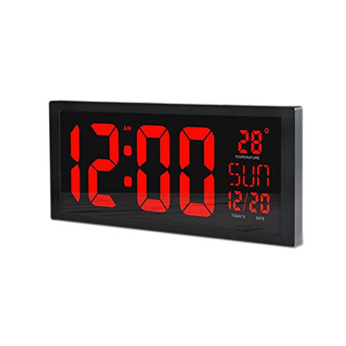 Reloj de pared LED de gran tamaño, con el termómetro digital inteligente Calendario de alarma del temporizador de cuenta atrás Hangable Mute for el hogar escuela de la oficina comercial Hospital El me