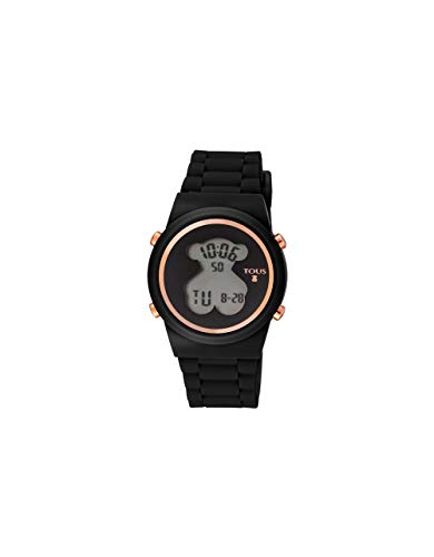 Reloj TOUS digital 700350320-Bear de acero IP rosado con correa de Silicona negra