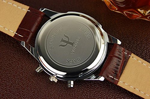 Relojes de Hombre Switchali Relojes de Hombre Deportivos Reloj analógico de Cuarzo para Caballero Manera de Cuero de imitación Blue Ray Cristal de Cuarzo (Marrón)