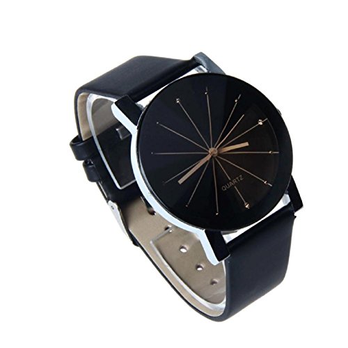 Relojes de Mujer, KanLin1986 Relojes de pulsera mujer banda de cuero relojes de acero inoxidable para mujeres-Negro