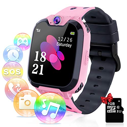 Relojes para Niños - Música Smartwatch para Niños Niña Game Watch (Tarjeta SD de 1GB incluida Pantalla táctil Relojes Inteligentes con Llamada Juego Cámara Música (Rosa)