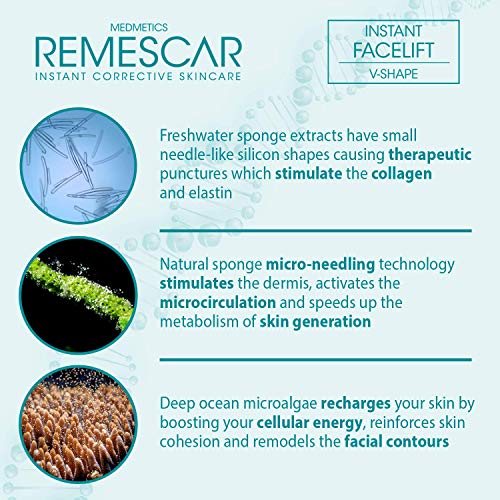 Remescar - Ampollas en forma de V - Suero de estiramiento facial instantáneo - Reducción de arrugas - Contornea la cara - Aprieta la piel - Refuerzo de colágeno - Resultados instantáneos