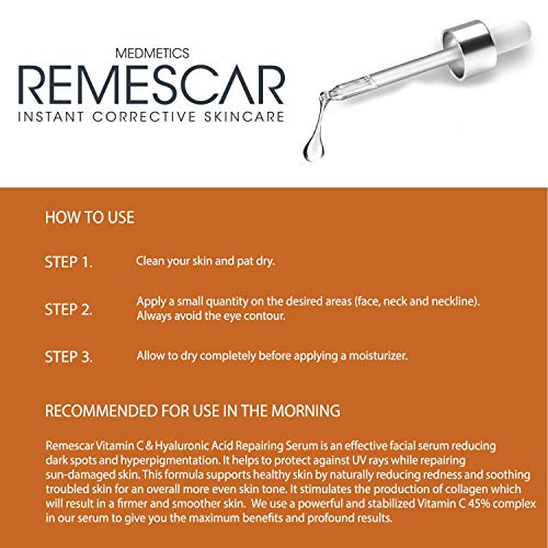 Remescar – Vitamina C y Ácido Hialurónico Serum Reparador - Microbiome Technology – Potencia el colágeno - Repara e ilumina la piel – Hidratación intensa – Suaviza y tonifica la piel