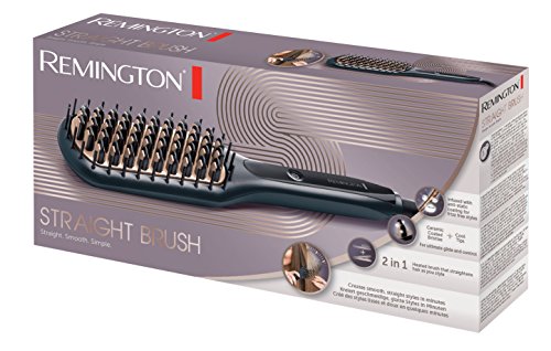 Remington CB7400 - Cepillo Alisador, Cerámica Avanzada Antiestática, 2 en 1 Cepilla y Alisa, 3 Ajustes, Negro