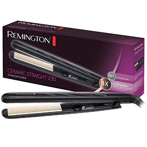 Remington Ceramic Slim S3500 - Plancha de Pelo, Cerámica Anti- estática, Protección y Brillo, Placas Extra Largas, Negro