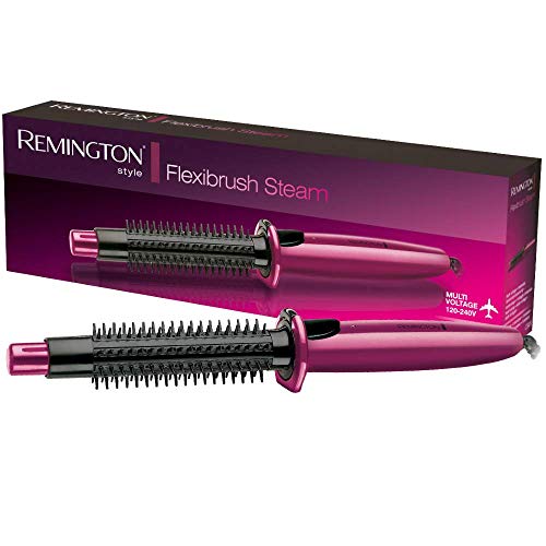 Remington Flexibrush Steam CB4N Cepillo Eléctrico para el Cabello, Cerámica, Función de Vapor, Accesorios, Rosa, crea Ondas, Rizos y Volumen