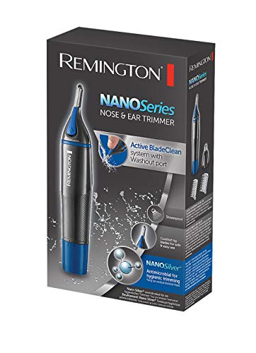 Remington Nano Series NE3850 – Cortapelos Nariz, Orejas, Cejas y Vello Facial, Resistente al Agua, Gris y Azul