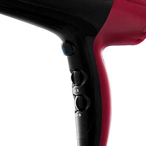 Remington Pro Air D5950 - Secador de Pelo Iónico, Concentrador, Resultados Profesionales, 2200 W, Negro y Granate