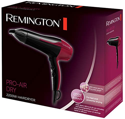 Remington Pro Air D5950 - Secador de Pelo Iónico, Concentrador, Resultados Profesionales, 2200 W, Negro y Granate