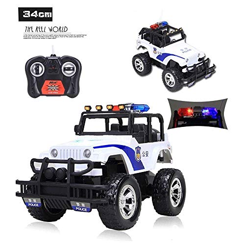 Remoto Monster Truck Control de Policía 2.4Ghz del coche del control de radio con la Policía Luces 01:12 RC Coches campo a través militar Camión Rock Crawler Buggy for los niños de juguete de regalo d