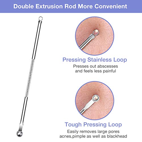 Removedor de Espinillas Kit, EIVOTOR Extractor Limpiador Juego de 5Pcs Kit Blackhead Remover para Acné Punto Negro Comedones BlackHead Extractor Herramientas (5-in-1)