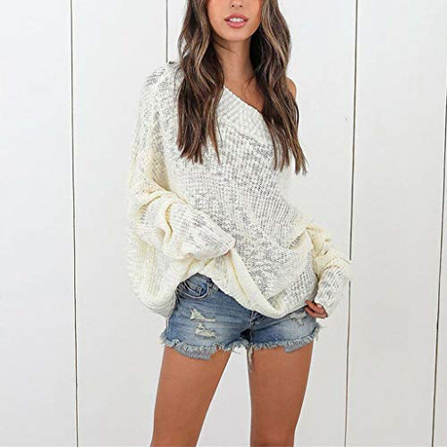 ReooLy Sueter de Lana, Sudadera con Capucha Holgada para Mujer, Cuello Redondo, Estampado de Girasol, Manga Larga(Blanco，S)