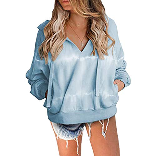 ReooLy Sueter de Lana, Sudadera con Capucha y Estampado navideño de Manga Larga para Mujer(Azul，XXL)