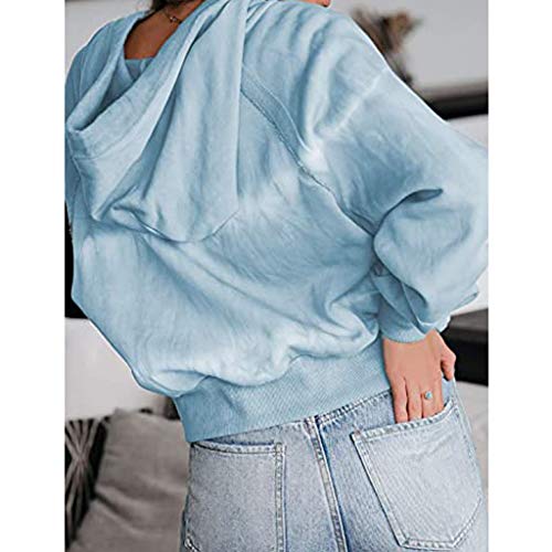 ReooLy Sueter de Lana, Sudadera con Capucha y Estampado navideño de Manga Larga para Mujer(Azul，XXL)