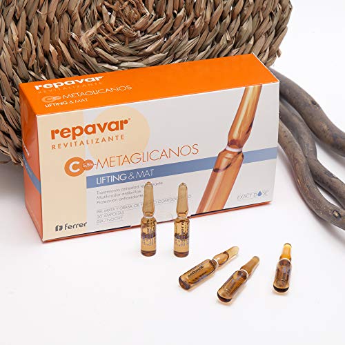 Repavar METAGLICANOS Vitamina C + Serum Facial Antiedad Lifting&Mat 30 Ampollas. Pieles mixtas y grasas