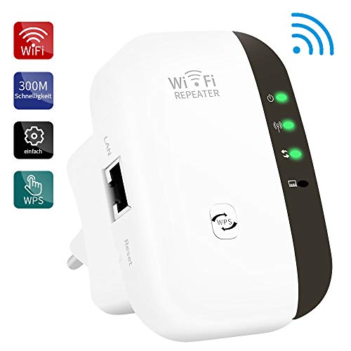 Repetidor WiFi, 300Mbps Extensor WiFi, Amplificador WiFi 2.4GHz con Repertidor/Ap Modo y la función WPS, 1 Puerto Fast Ethernet Wireless Amplificador