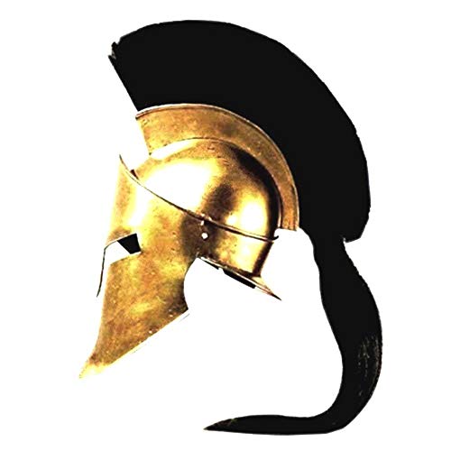 Réplica náutica Hub griego Spartan casco medieval romano 300 King Leonidas Cinco+forro+soporte de madera (acabado latón)|