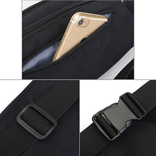 Resistente al Agua riñonera Bolsa de Cintura 3 Bolsillos con Cremallera Bolsa riñonera de Viaje Senderismo al Aire Libre Deporte Vacaciones Dinero Bolsa de Cadera Paquete, Azul (Negro Ⅲ)