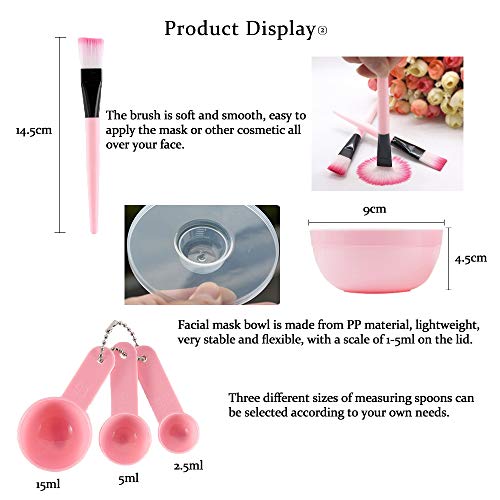 RETON Máscara Facial Juego de Tazón para Mezclar, Kit Herramientas Cuidado Mascarilla con Tazón Pincel Cepillo Spray Botella Remojo Tarro Medidor Cuchara Pepino Mascarilla Comprimida