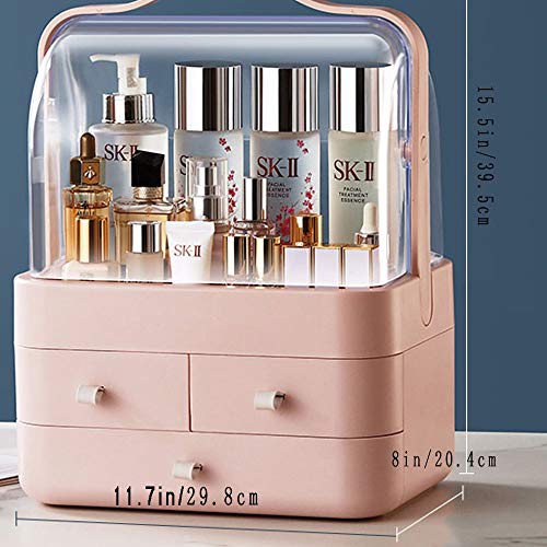 Retro cosmética caja de almacenaje del caso de exhibición regalo for las mujeres de cristal clara y latón almacenaje del metal joyería y cepillo cosméticos de belleza titular de pantalla, fácil de lle