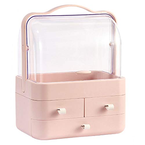 Retro cosmética caja de almacenaje del caso de exhibición regalo for las mujeres de cristal clara y latón almacenaje del metal joyería y cepillo cosméticos de belleza titular de pantalla, fácil de lle