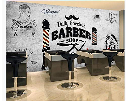Retro Hair Salon Trendy Hairstyle Beauty Salon Barber Shop Background Wall-430Cmx300Cm