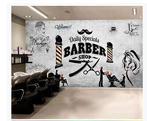 Retro Hair Salon Trendy Hairstyle Beauty Salon Barber Shop Background Wall-430Cmx300Cm