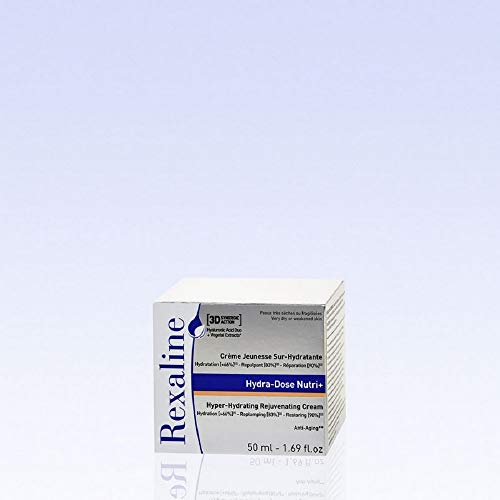 Rexaline - Hydra-Dose Nutri+ - Crema juventud sobre-hidratante - Crema de ácido hialurónico antiarrugas - Tratamiento antiedad - Crema facial de día y de noche - Piel seca- Cruelty free - 50ml