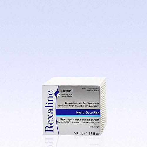 Rexaline - Hydra-Dose Rich - Crema juventud súper hidratante - Crema antiarrugas y antiedad con ácido hialurónico - Calmante y nutritivo - Tratamiento facial para mujeres y hombres - Piel seca - 50 ml