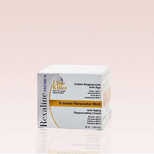 Rexaline - X-treme Renovator Rich - Crema regeneradora antiedad - Crema antiarrugas de ácido hialurónico - Nutritiva y calmante - Tratamiento facial hidratante - Piel seca - Cruelty free - 50ml