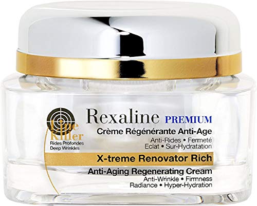 Rexaline - X-treme Renovator Rich - Crema regeneradora antiedad - Crema antiarrugas de ácido hialurónico - Nutritiva y calmante - Tratamiento facial hidratante - Piel seca - Cruelty free - 50ml