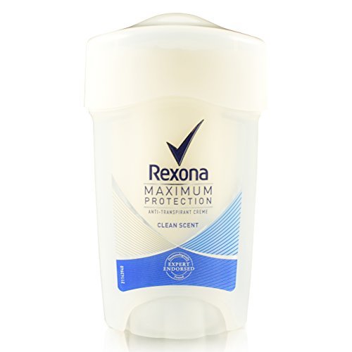 Rexona - Crema desodorante antitranspirante Maximum Protection Clean Scent, 5 unidades de 45 ml
