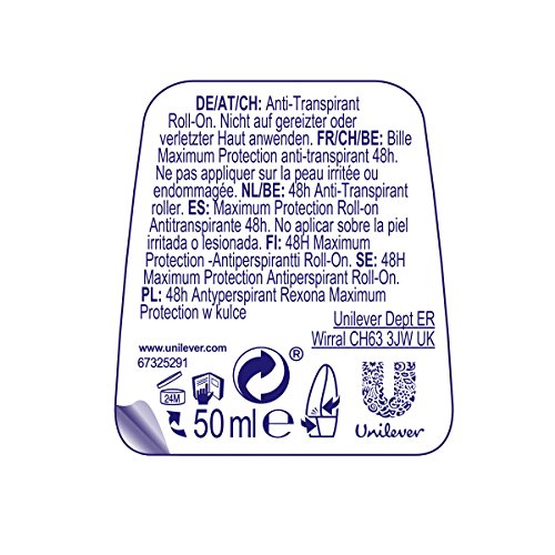 Rexona Maximum Protection Women Roll-On Clean Scent Antitranspirante, paquete de 3 unidades (3 x 50 ml)