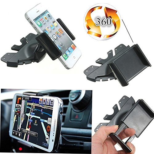 REY Soporte de Teléfono Móvil Universal para la Ranura de CDs del Coche, Sujeción Vehículo