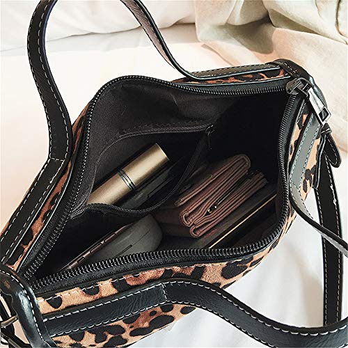RFVBNM Vintage Bolsa Mujer/Gran Capacidad Remache Bolso/Bandolera Simple Mensajero Bolso, Leopardo de impresión