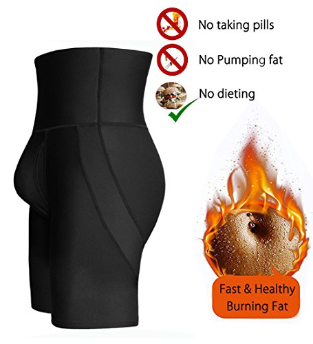 RIBIKA Shorts negros que adelgazan los hombres Pantalones de la talón de la compresión de la panza del control de la cintura alta