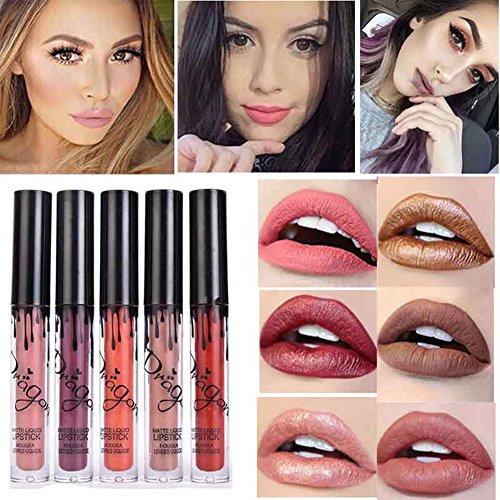 Richoose 16 Colores Set Líquido Maquillaje Líquido Maquillaje Lápiz Mate Lápiz labial Brillo Labial Super Larga duración (16 piezas)