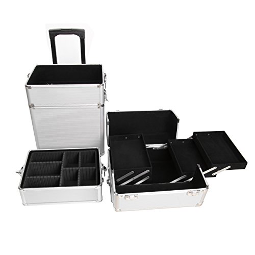 Ridgeyard 5 en 1 universal beauty case trolley Maletín para maquillaje Estuche de maquillaje Neceser de viaje-Silver(Plata)