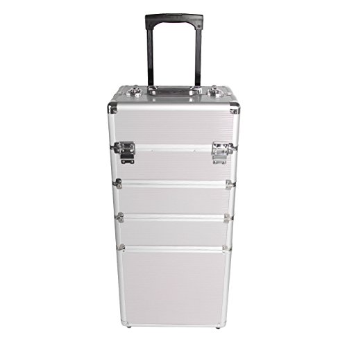 Ridgeyard 5 en 1 universal beauty case trolley Maletín para maquillaje Estuche de maquillaje Neceser de viaje-Silver(Plata)