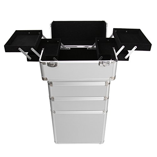 Ridgeyard 5 en 1 universal beauty case trolley Maletín para maquillaje Estuche de maquillaje Neceser de viaje-Silver(Plata)