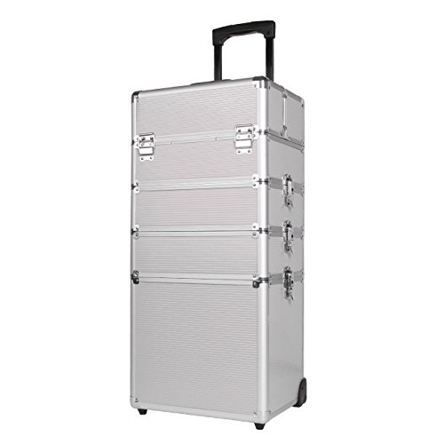 Ridgeyard 5 en 1 universal beauty case trolley Maletín para maquillaje Estuche de maquillaje Neceser de viaje-Silver(Plata)