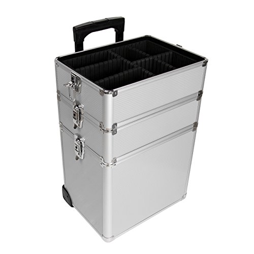 Ridgeyard 5 en 1 universal beauty case trolley Maletín para maquillaje Estuche de maquillaje Neceser de viaje-Silver(Plata)