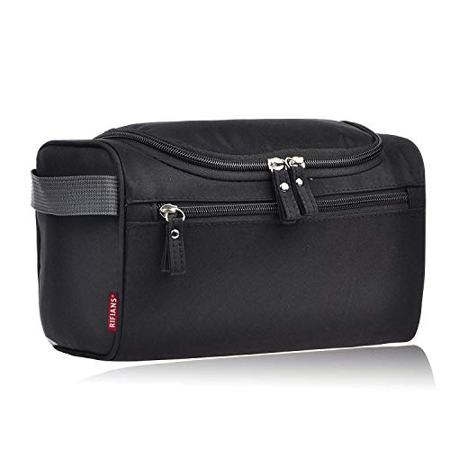 RIFIANS – Bolsa De Aseo ESPACIOSO Para Hombre – PREMIUM CALIDAD Con Gancho Colgante + Compartimentos - Neceser de Viaje Hombre y Mujer - FUNCIONAL, Sólido, Simple y Eficiente